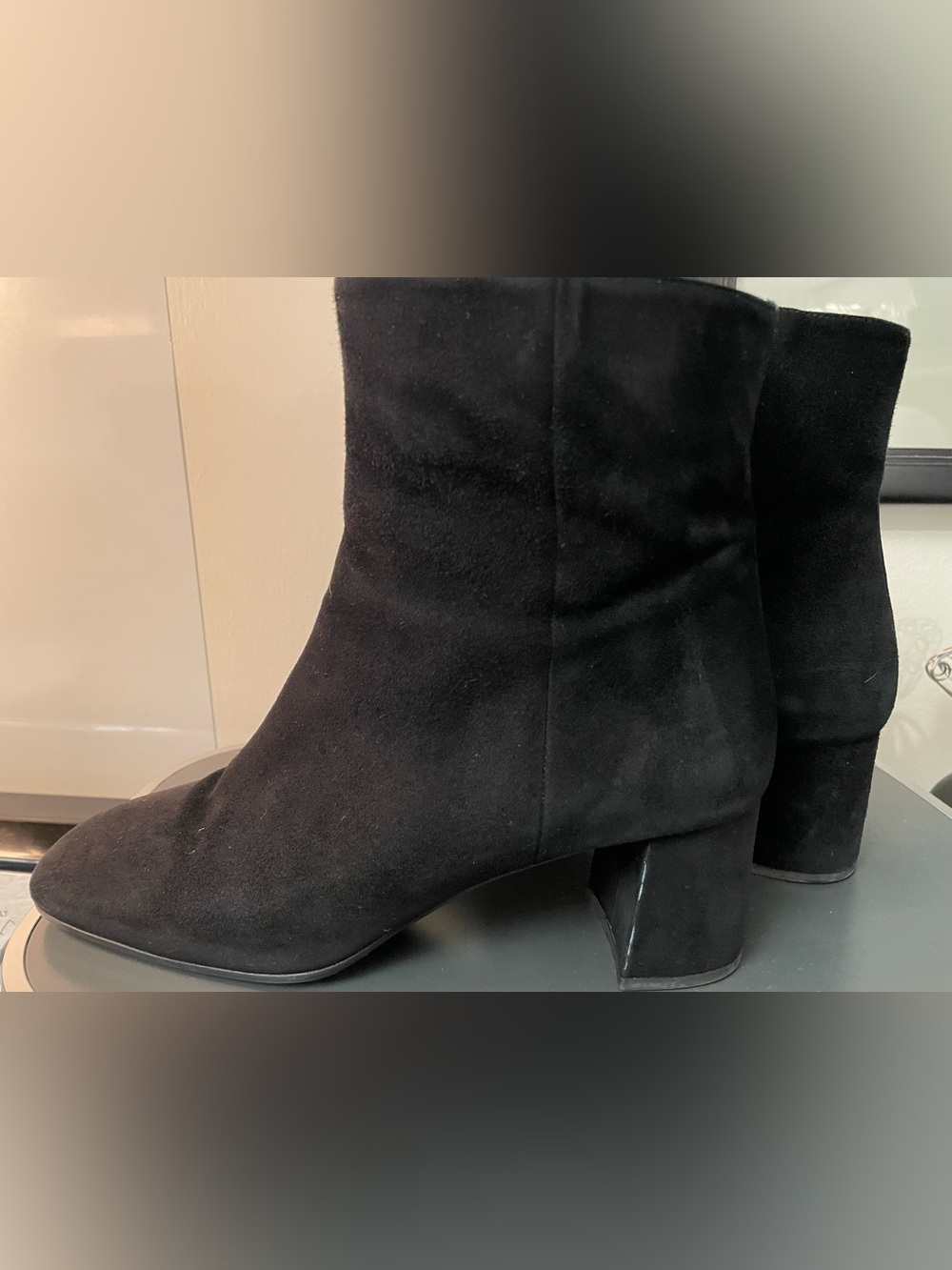 Prada Black Suede Block Heel Ankle Boots - Women’s Prada suede boots
